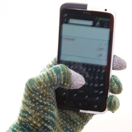 DARWIN DESIGNS Spandex  Acrylic Touch Screen Marled Gloves Green DA1147998